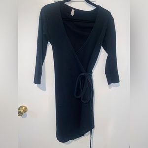 American Apparel Black Mini Wrap Dress